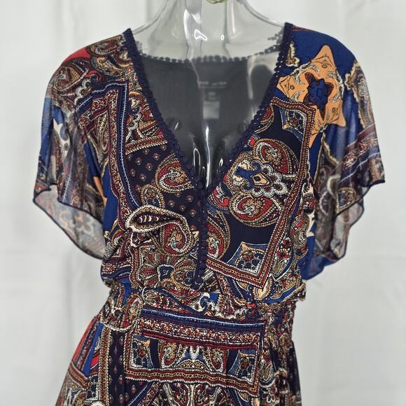 Kate and Lily Paisley Mesh Boho Maxi Dress Pockets 16W - Picture 2 of 9